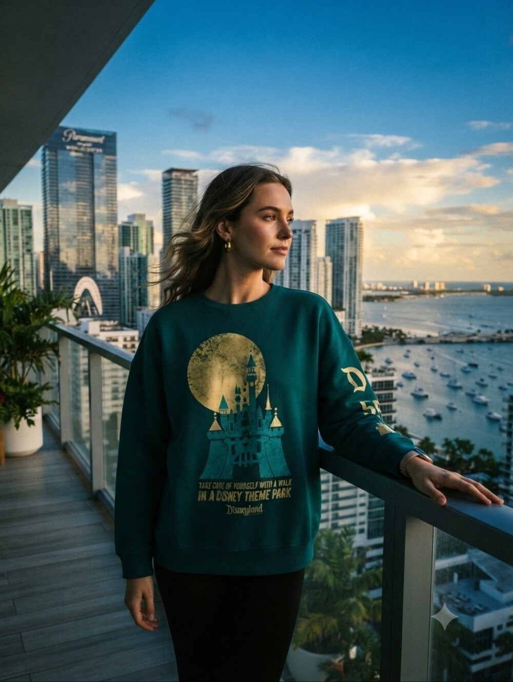 Disney Disneyland Castle Dark Teal Sweatshirt L